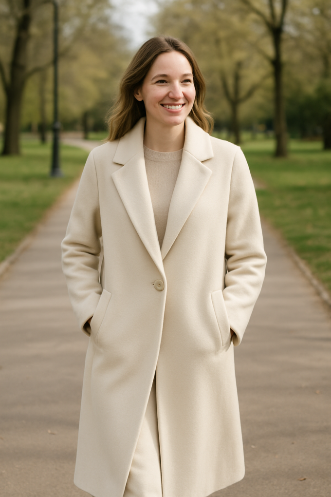 Mantelpluis tabea, crèmekleurig