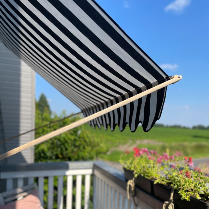 Zonweringdoek / outdoorstof, 160 cm, antracietgrijs gemêleerd, wit