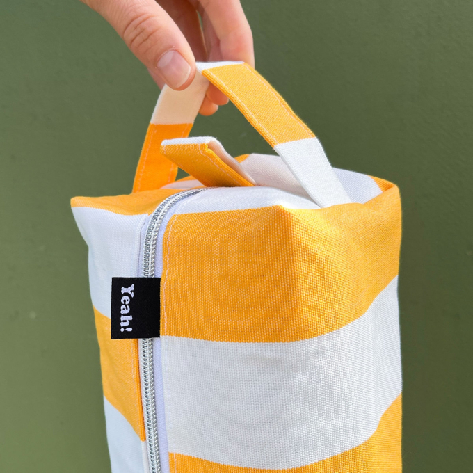 Toile store banne extérieur 160cm déperlant, à rayures, blanc-jaune