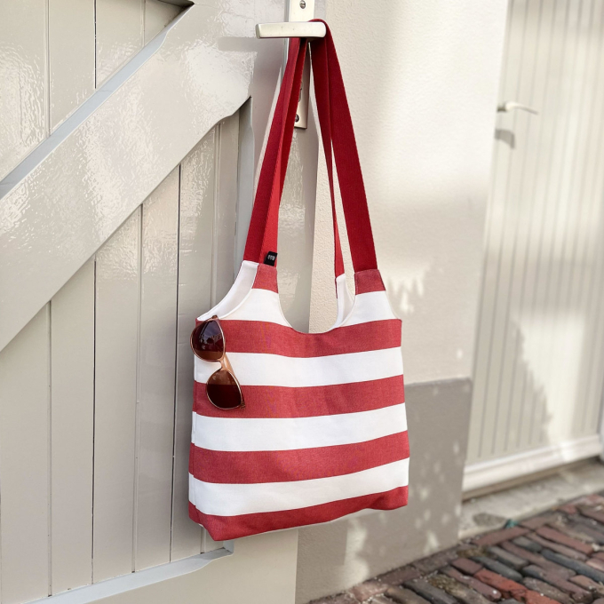 Awning / outdoor fabric, 160 cm, red / white