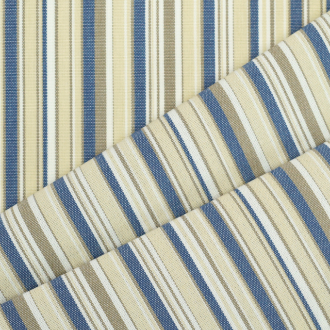 Toile store banne extérieur 160cm déperlant, à fines rayures, beige-bleu-blanc