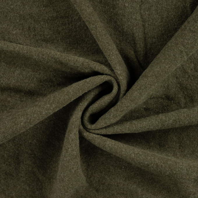 Merino Wollen fleece uni, olijfgroen