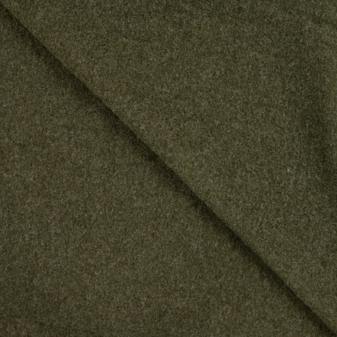 Merino Wollen fleece uni, olijfgroen