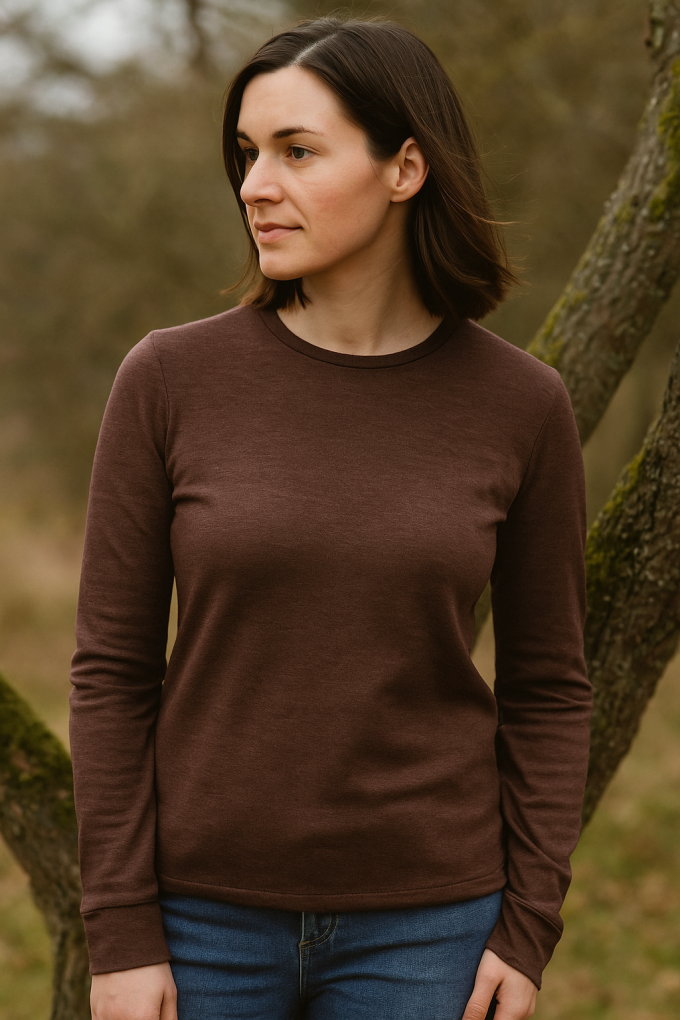 Merino wol jersey stof, bruin