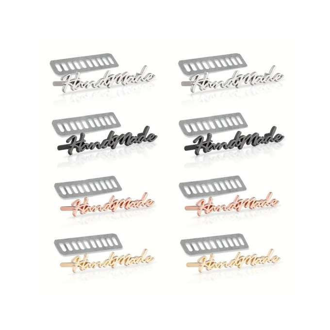 Étiquette Label métal Handmade 8 unités Mix