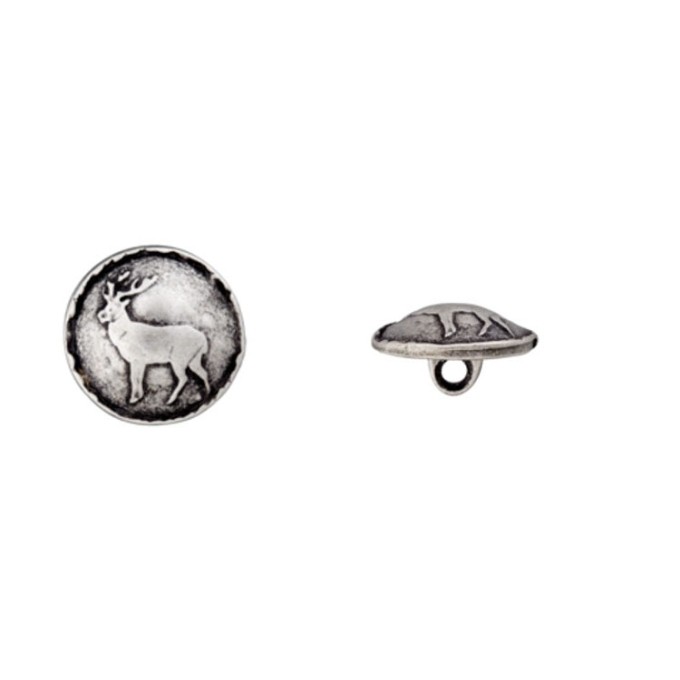 Shank button metal, deer 15 mm