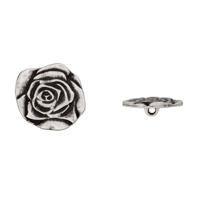 Shank button metal, roses 23 mm