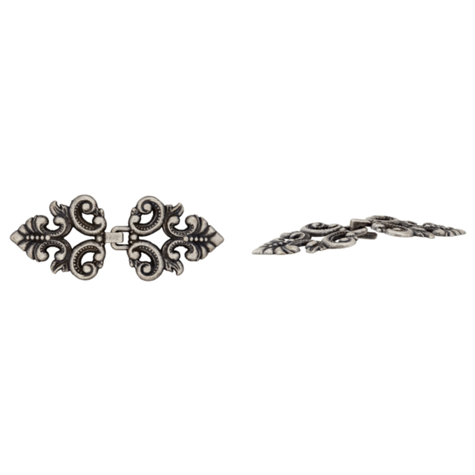 Boucle clip en métal Ornement, couleur argent antique