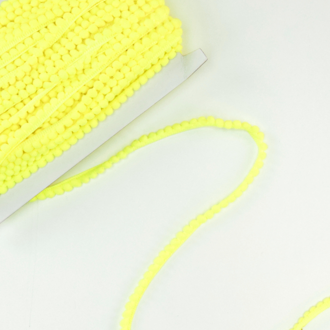 Ruban à mini pompons, jaune fluo 10 mm