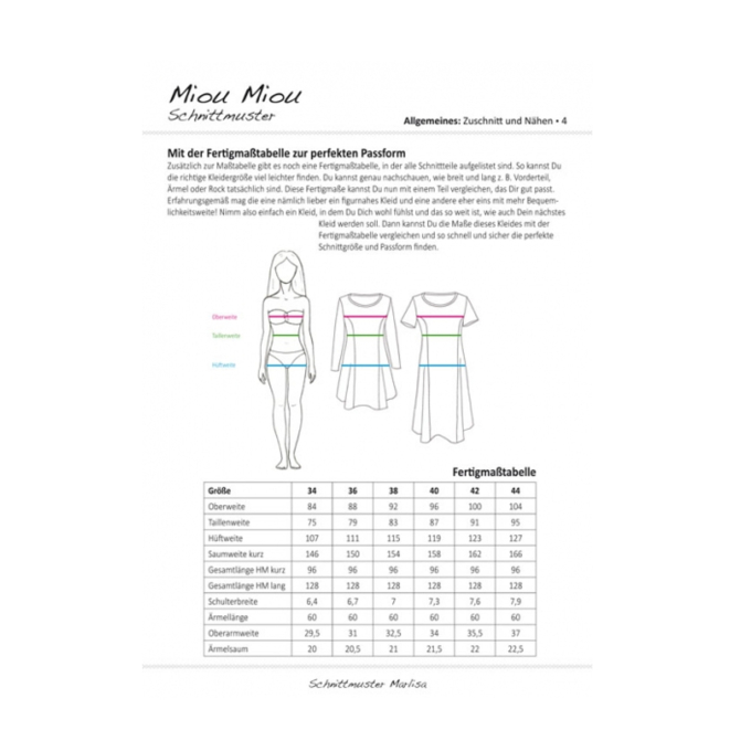 Miou Miou Jurk Marlisa, knip patroon, Duits