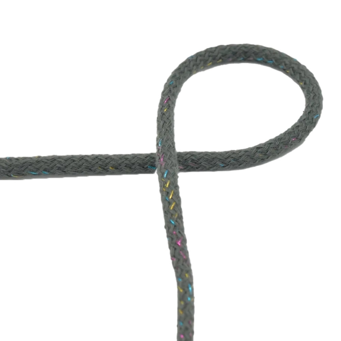 Cordon de serrage coton 5mm, cordon sweat, brillant multicolore, vert militaire