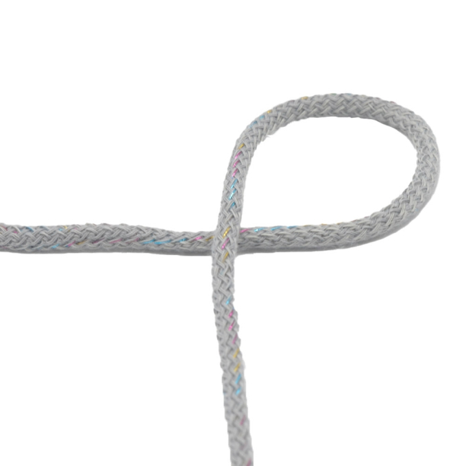 Cordon de serrage coton 5mm, cordon sweat, brillant multicolore, gris
