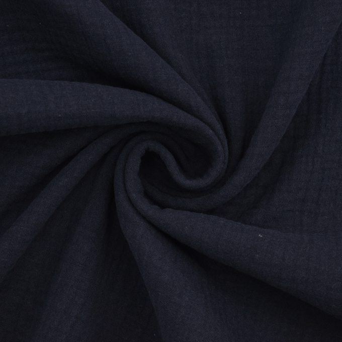 Tissu double gaze de coton, bleu foncé