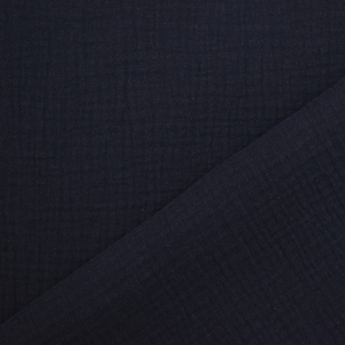 Tissu double gaze de coton, bleu foncé