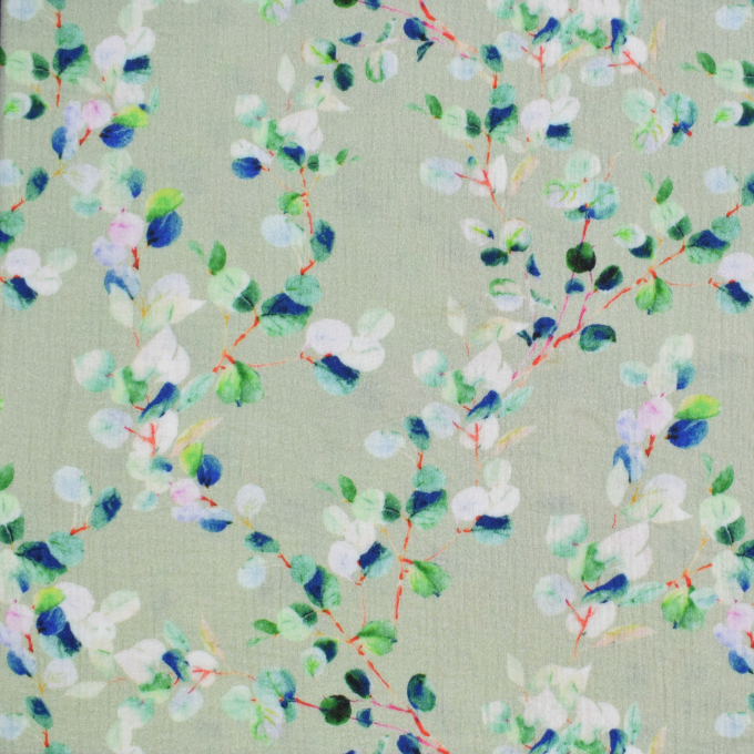 Katoenen mousseline double gauze Eucalyptus Leave, oudgroen