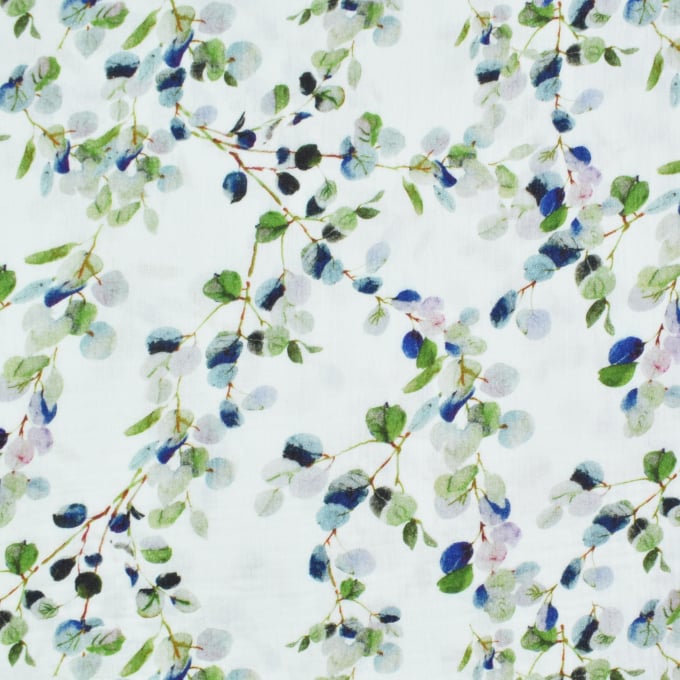 Katoenen mousseline double gauze Eucalyptus Leave, vaalmintgroen