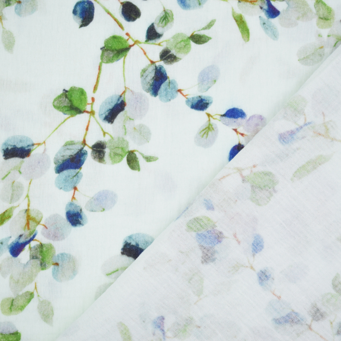 Katoenen mousseline double gauze Eucalyptus Leave, vaalmintgroen