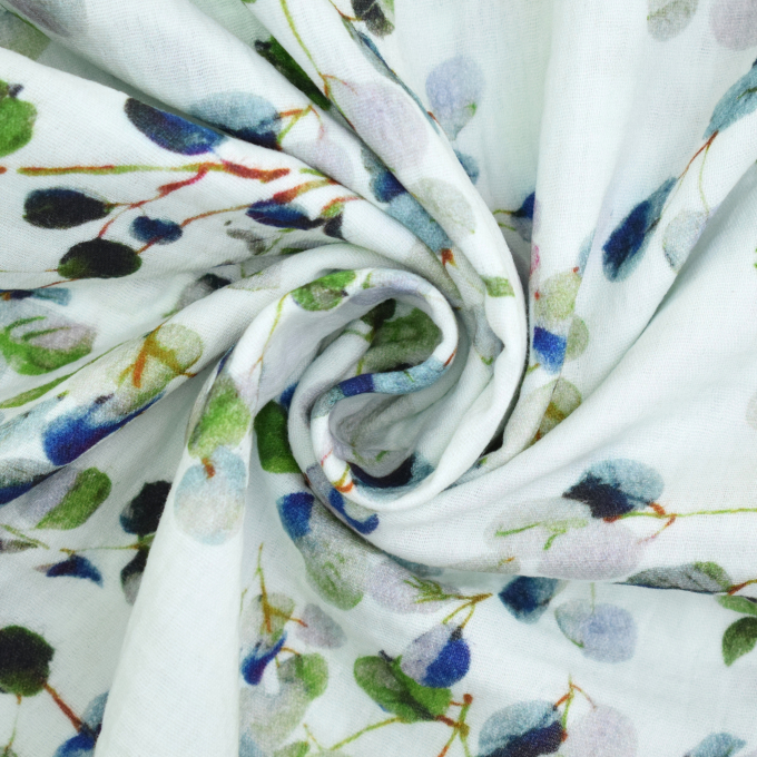 Katoenen mousseline double gauze Eucalyptus Leave, vaalmintgroen