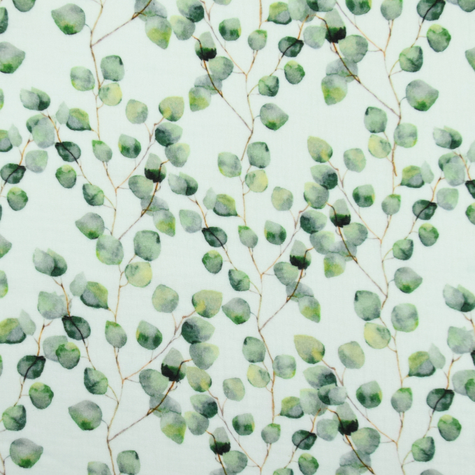Katoenen mousseline double gauze Eucalyptus, wit