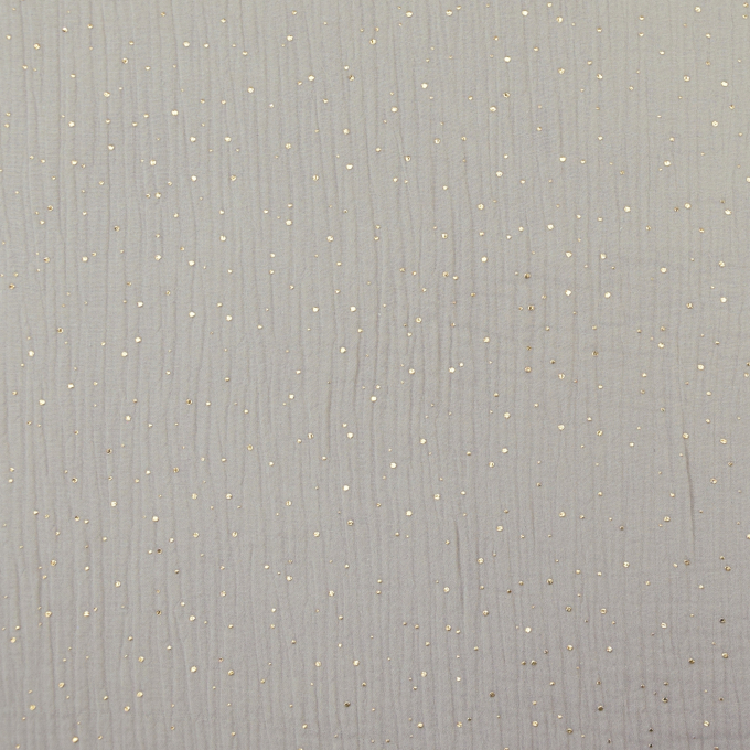 Katoenen mousseline double gauze golden dots, steengrijs