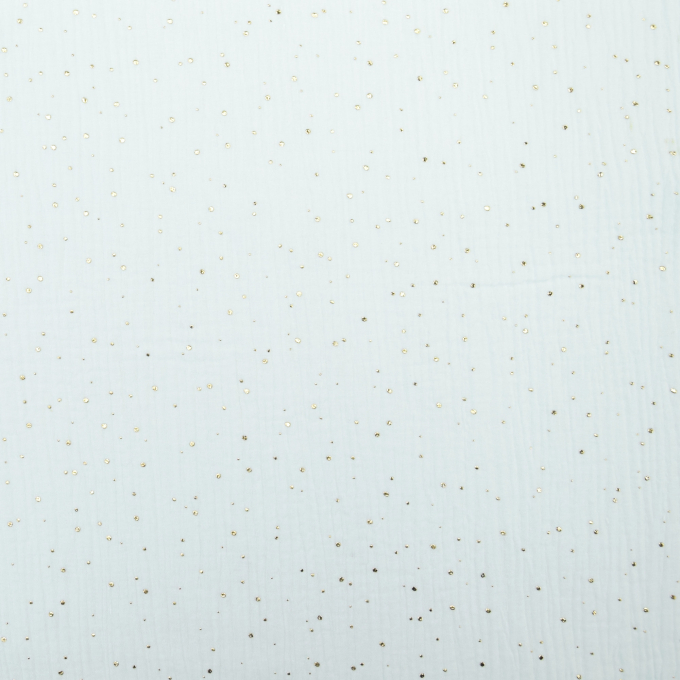 Katoenen mousseline double gauze golden dots, wit