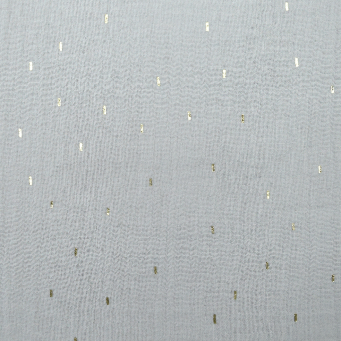 Katoenen mousseline double gauze gouden strepen, lichtgrijs