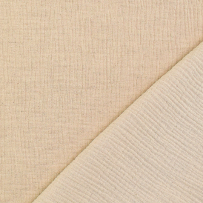 Tissu double gaze de coton lin uni, naturel