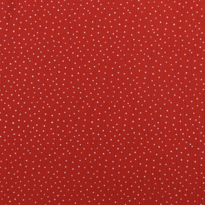 Katoenen mousseline double gauze kleine stippen, rood