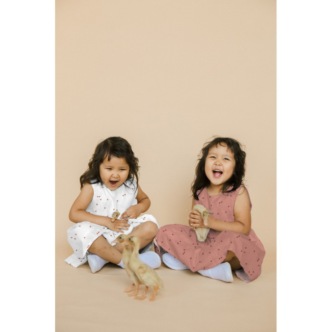 Tissu double gaze de coton Coeurs Little hearts, blanc