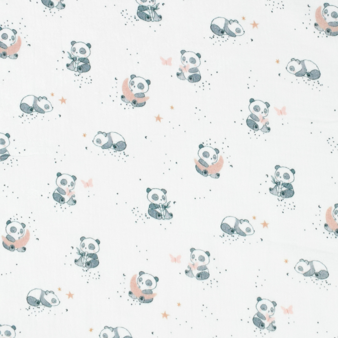 Musselin Double Gauze Little Panda, wollweiss