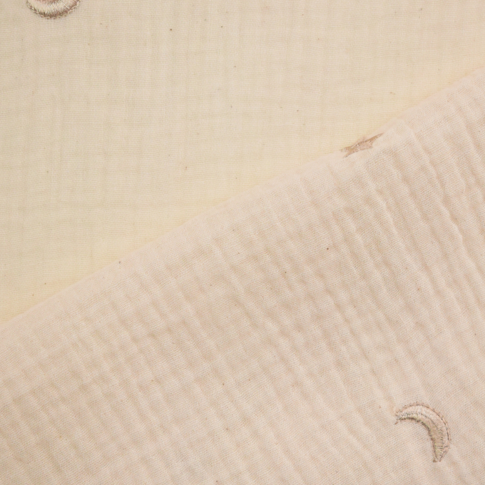 Katoenen mousseline double gauze Maan en sterren, naturel