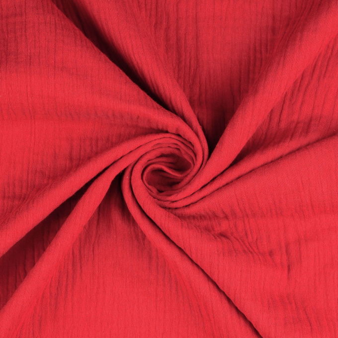 Katoenen mousseline double gauze uni, rood