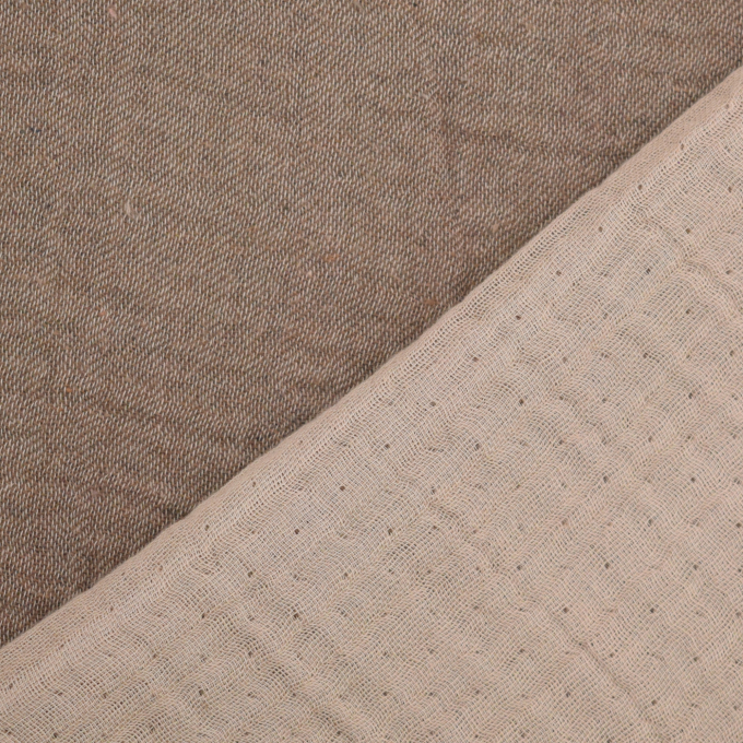 Tissu quadruple gaze de coton recyclé, marron chiné
