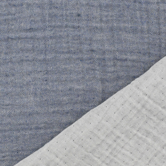 Mousseline recycled four layers, jeansblauw gemêleerd