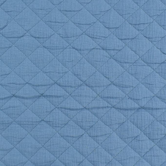 Tissu gaze de coton matelassé doubleface, denim bleu- bleu marine