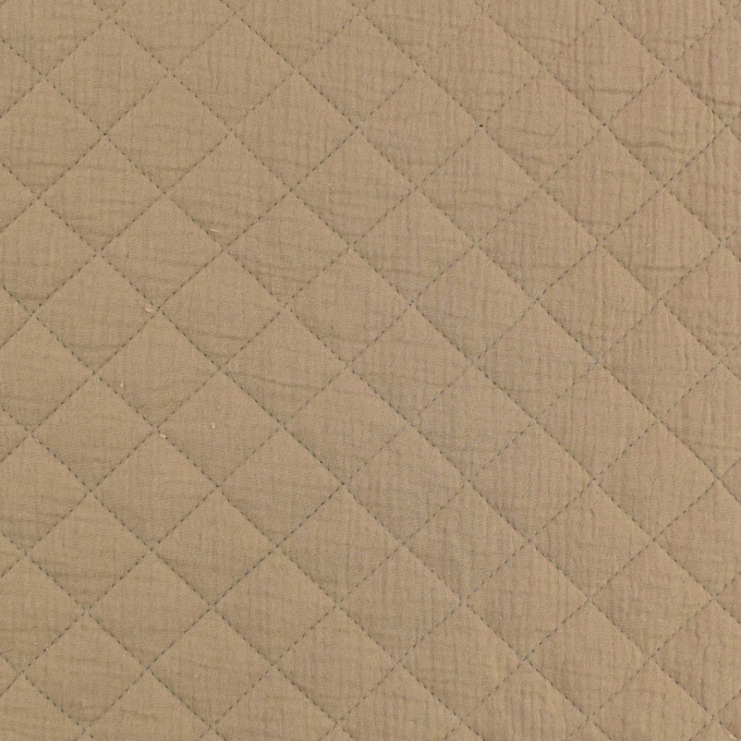 Tissu gaze de coton matelassé doubleface, sable- vert olive