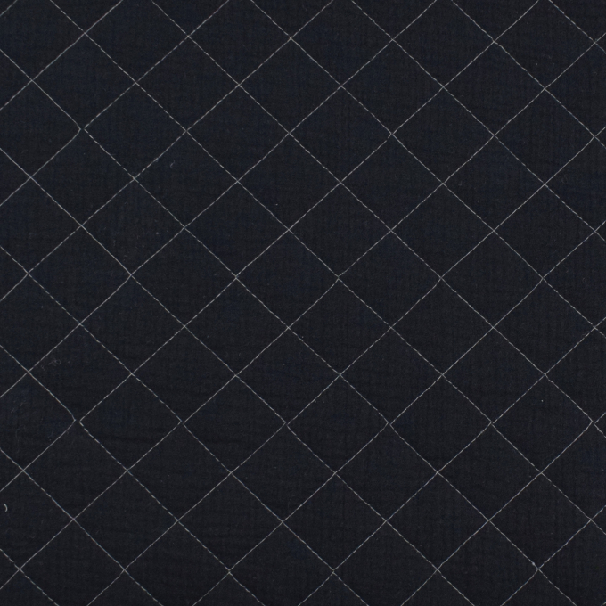 Tissu gaze de coton matelassé doubleface, noir- gris
