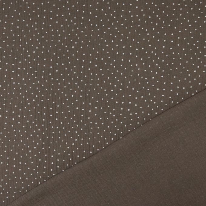 Katoenen mousseline double gauze kleine stippen, taupe