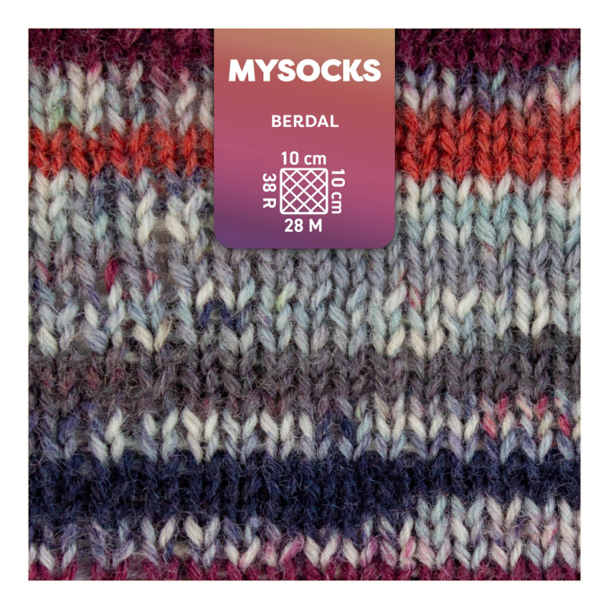 myboshi mysocks 4-thread sock yarn Berdal 100g, red-grey