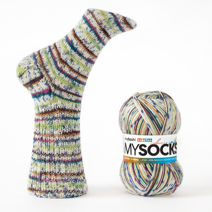 myboshi mysocks 4-thread sock yarn Hanstad 100g, white-multicolour