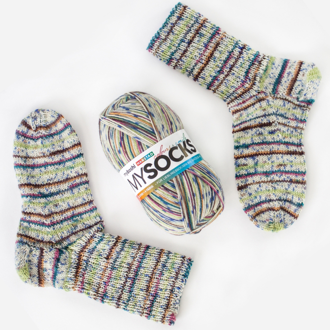 myboshi mysocks 4-thread sock yarn Hanstad 100g, white-multicolour