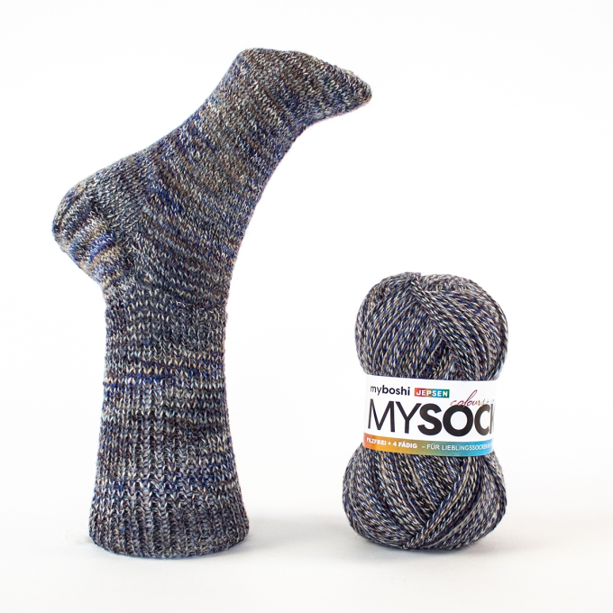 myboshi mysocks 4-thread sock yarn Jepsen 100g, grey-navy blue