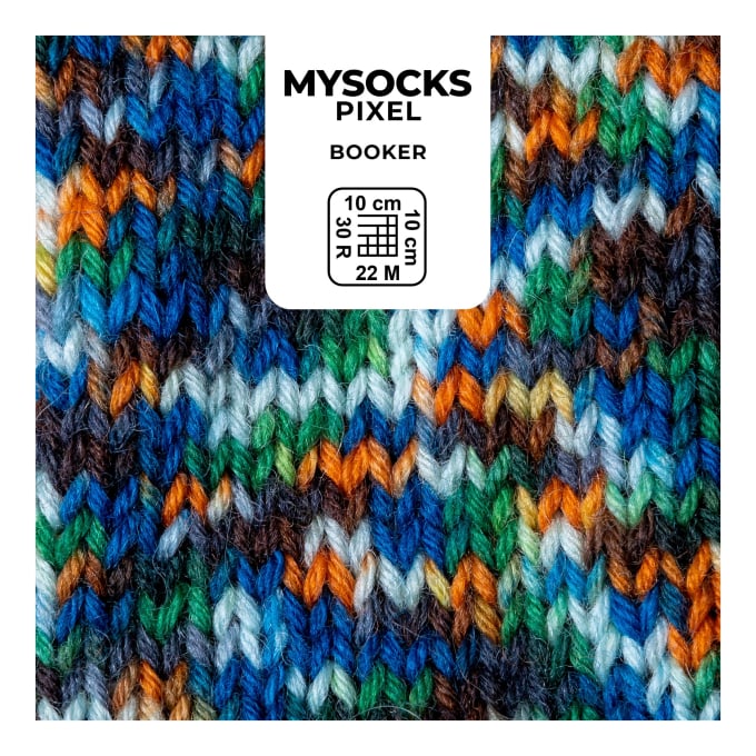 myboshi mysocks Pixel 6-fädige Sockenwolle Booker 150g, blau-grün