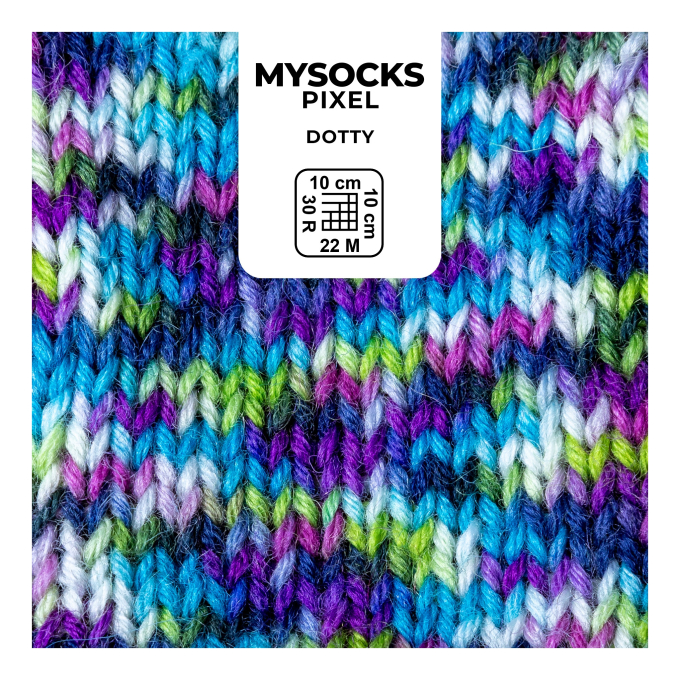 myboshi mysocks Pixel 6-fädige Sockenwolle Dotty 150g, violett-blau