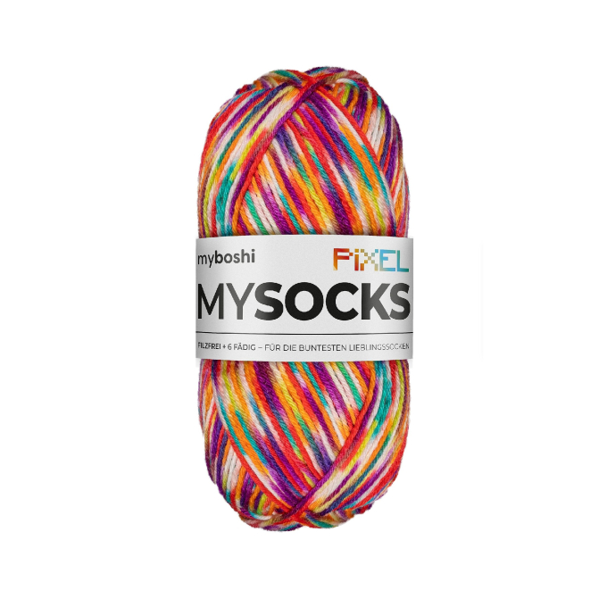 myboshi mysocks Pixel 6-fädige Sockenwolle Spark 150g, multicolor