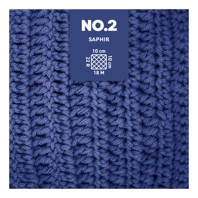 Pelote de laine coton & kapok myboshi No.2 laine d'été, 50g, bleu saphir