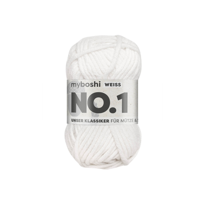 Pelote de laine merino & polyacrylique myboshi No.1, 50g, blanc