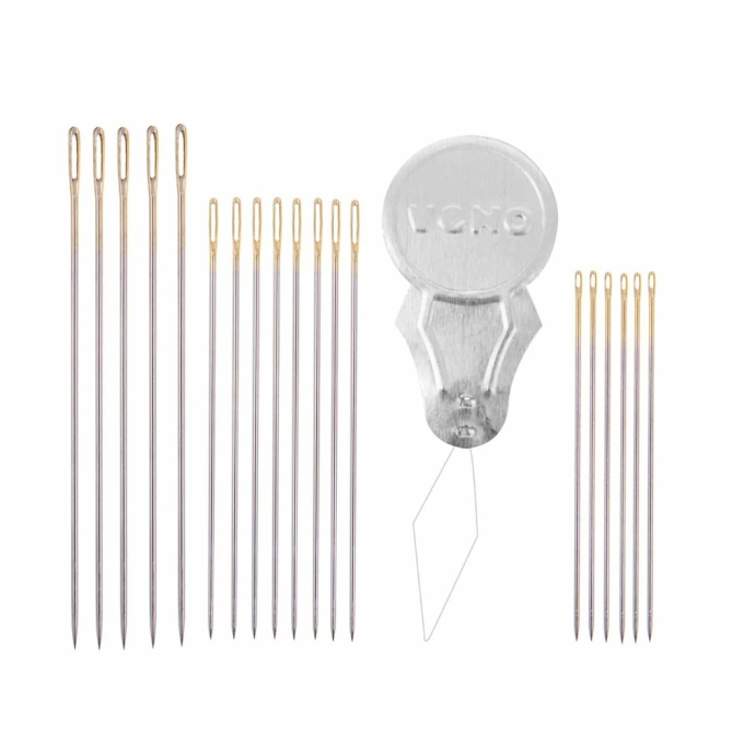 Kit d'aiguilles main à coudre et à repriser avec enfile-aiguilles, 19 pcs.