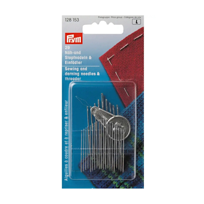 Aiguilles à coudre et à repriser 29 pcs + enfileur