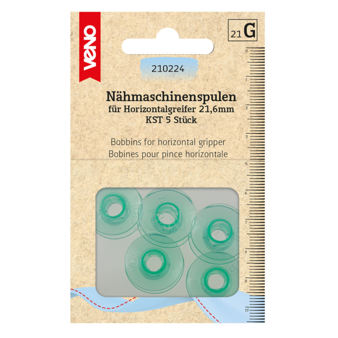 Nähmaschinenspulen für Horizontalgreifer KST, Ø 21,6 mm x 10,4 mm